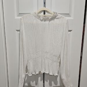Zara White Textured Blouse